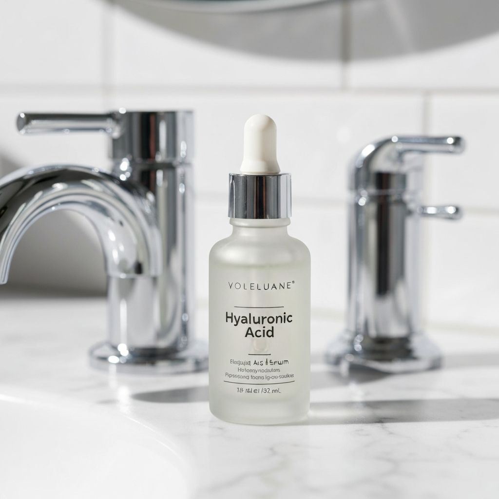 Siero con acido ialuronico su superficie in marmo