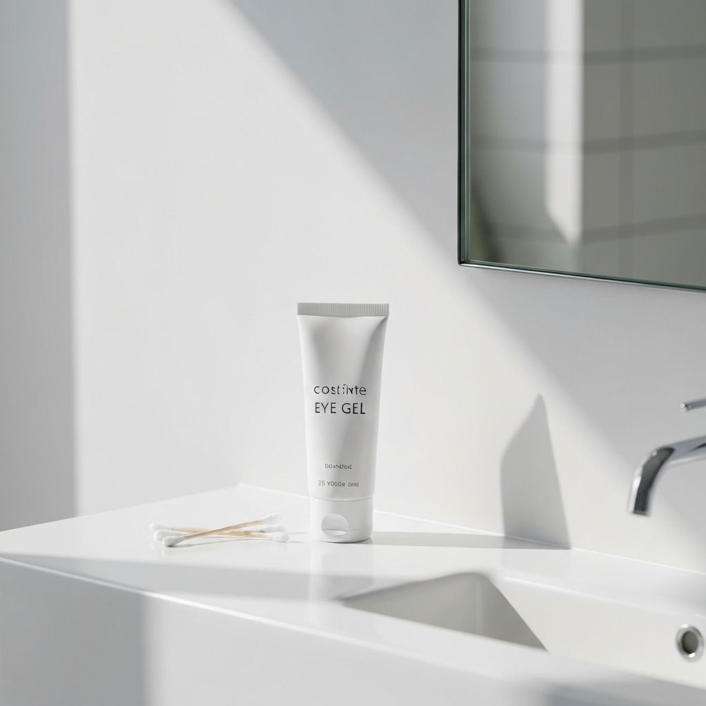 Gel contorno occhi su superficie bianca