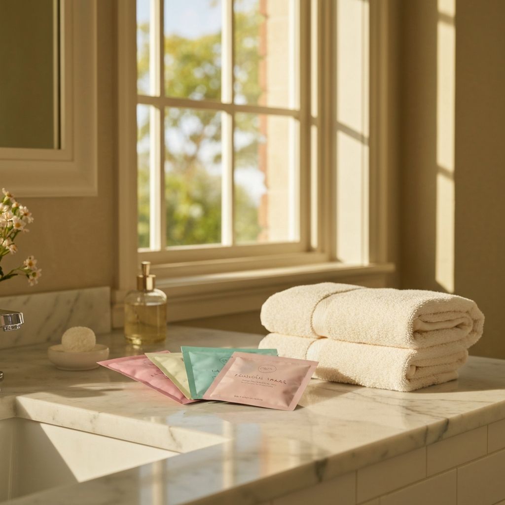 Set maschere viso su piano bagno