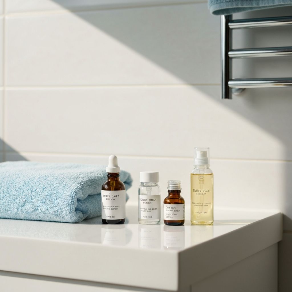 Prodotti travel size su piano bagno